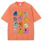 Unisex Dogs with Dots Printed Washed Tee