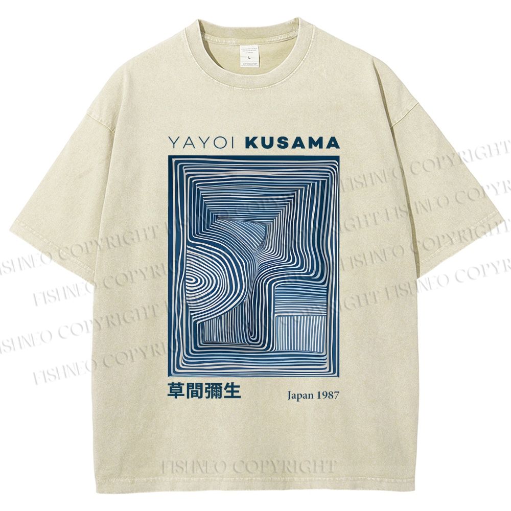 Unisex Yayoi Kusama Geometry Printed Washed Tee
