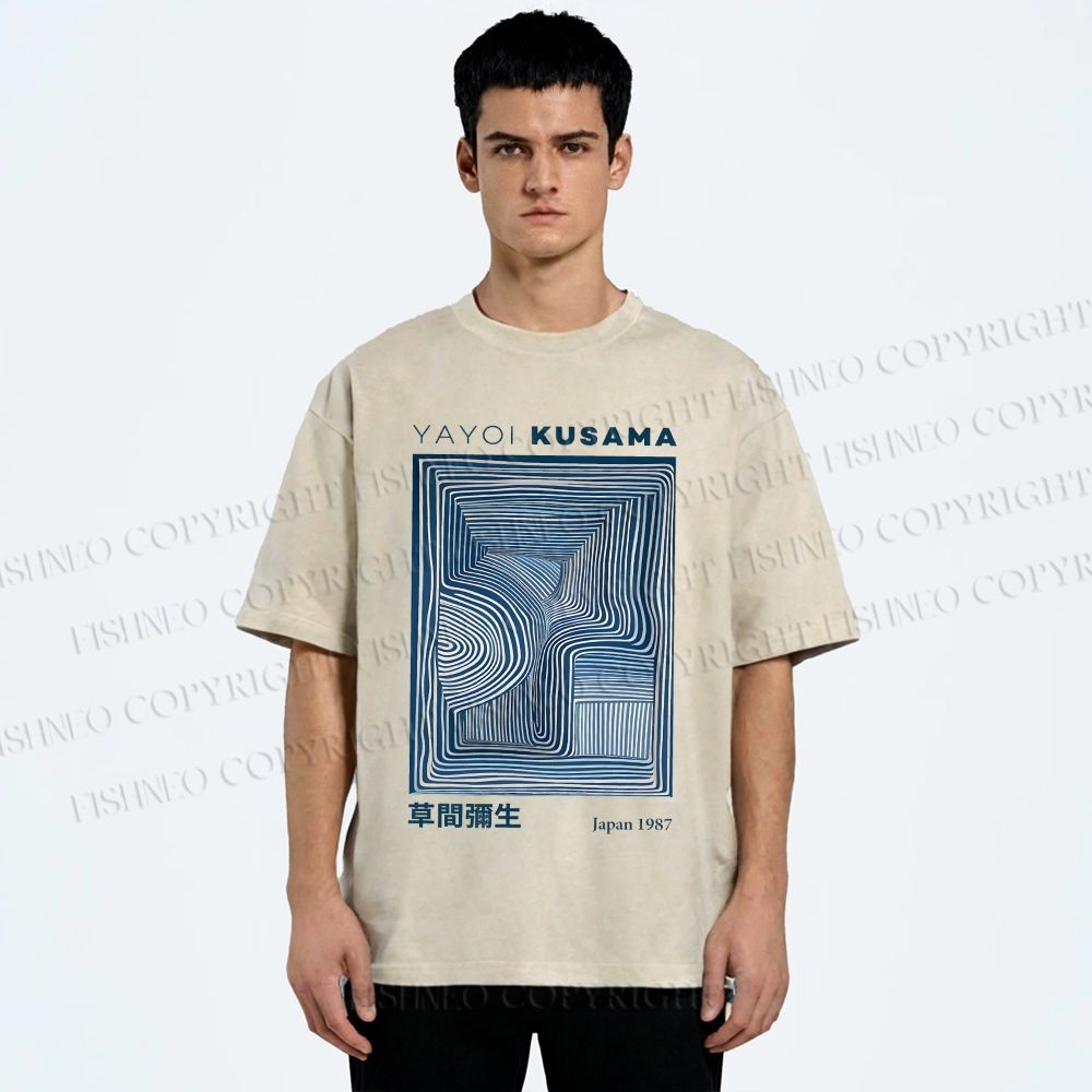 Unisex Yayoi Kusama Geometry Printed Washed Tee