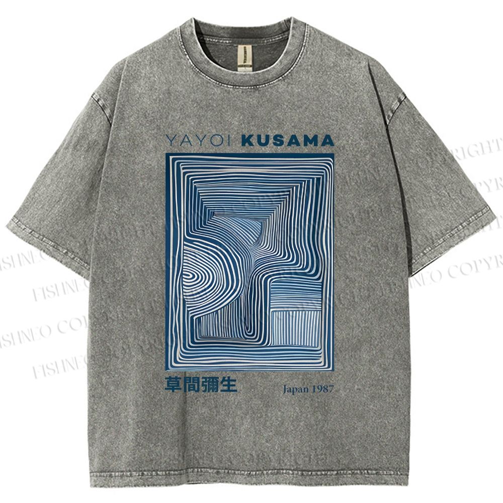 Unisex Yayoi Kusama Geometry Printed Washed Tee