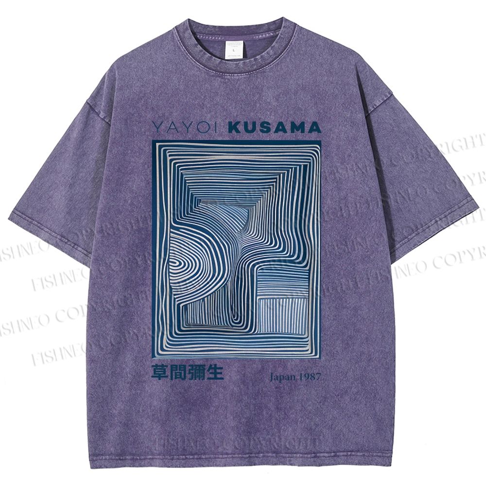 Unisex Yayoi Kusama Geometry Printed Washed Tee