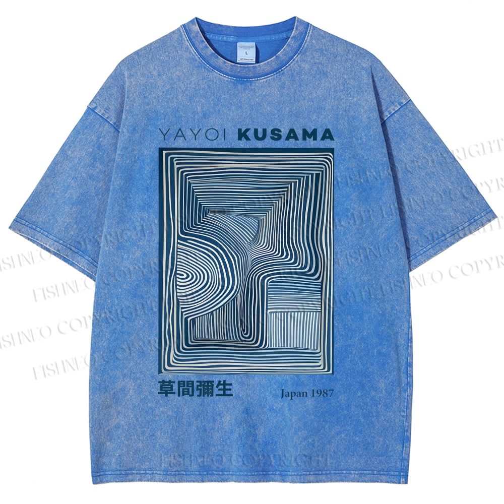 Unisex Yayoi Kusama Geometry Printed Washed Tee