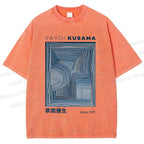 Unisex Yayoi Kusama Geometry Printed Washed Tee