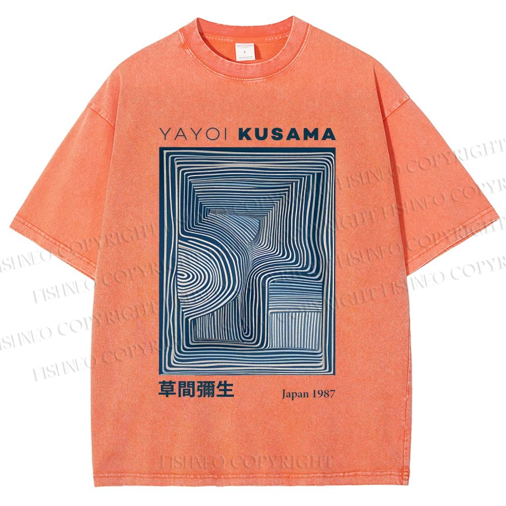 Unisex Yayoi Kusama Geometry Printed Washed Tee