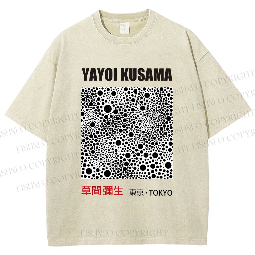 Unisex Yayoi Kusama Polka Dots Printed Washed Tee