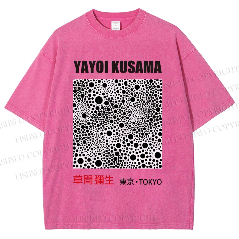 Unisex Yayoi Kusama Polka Dots Printed Washed Tee