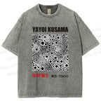 Unisex Yayoi Kusama Polka Dots Printed Washed Tee