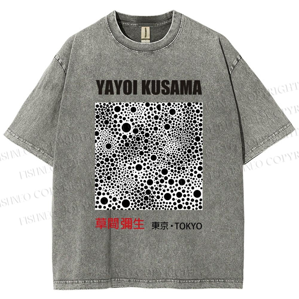 Unisex Yayoi Kusama Polka Dots Printed Washed Tee
