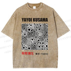 Unisex Yayoi Kusama Polka Dots Printed Washed Tee