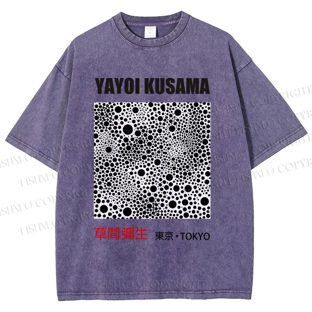 Unisex Yayoi Kusama Polka Dots Printed Washed Tee