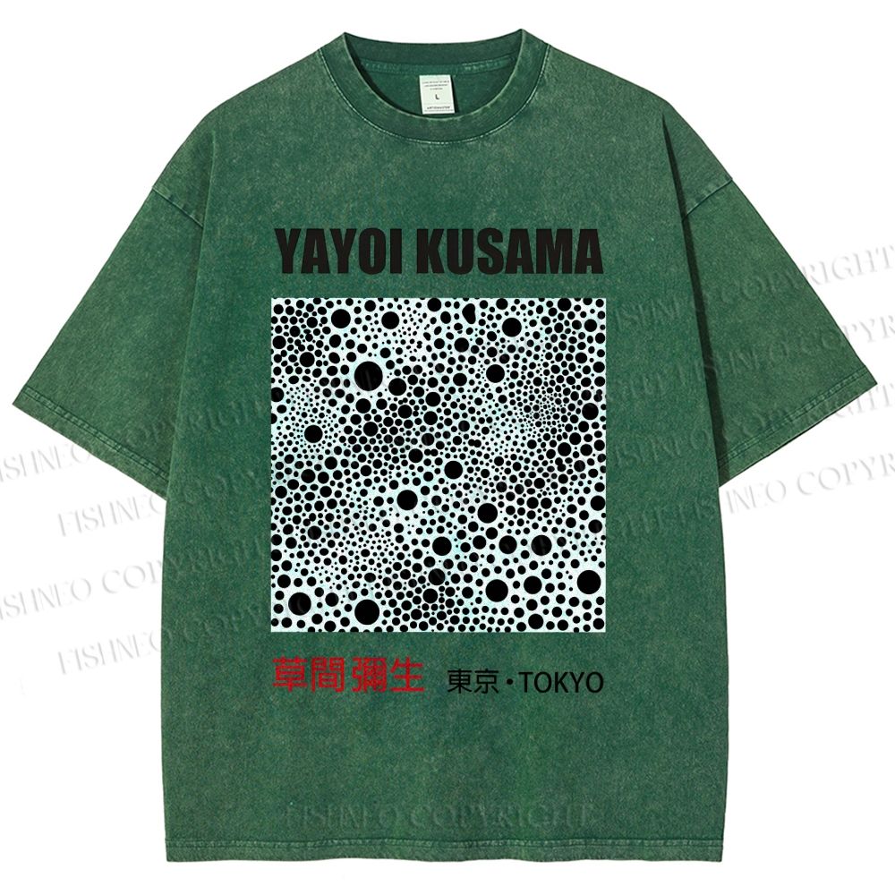 Unisex Yayoi Kusama Polka Dots Printed Washed Tee