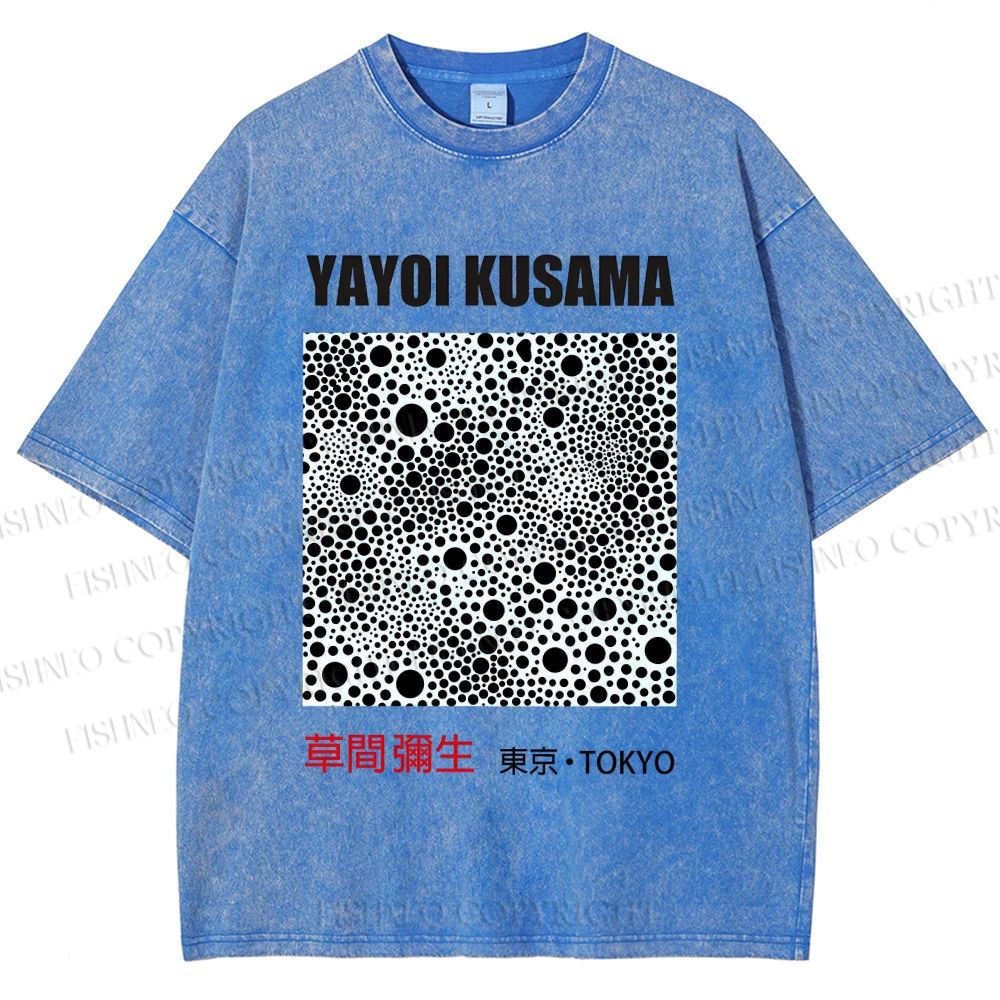 Unisex Yayoi Kusama Polka Dots Printed Washed Tee