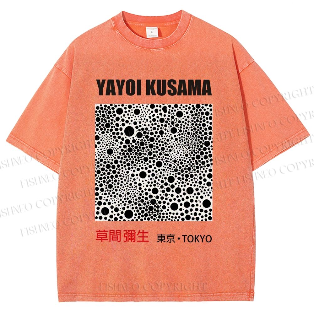 Unisex Yayoi Kusama Polka Dots Printed Washed Tee