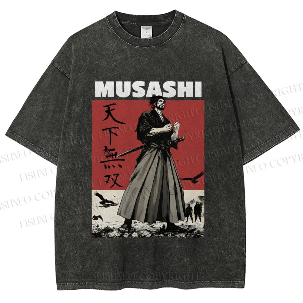 Unisex Vagabond Musashi Invincible Printed Washed Tee