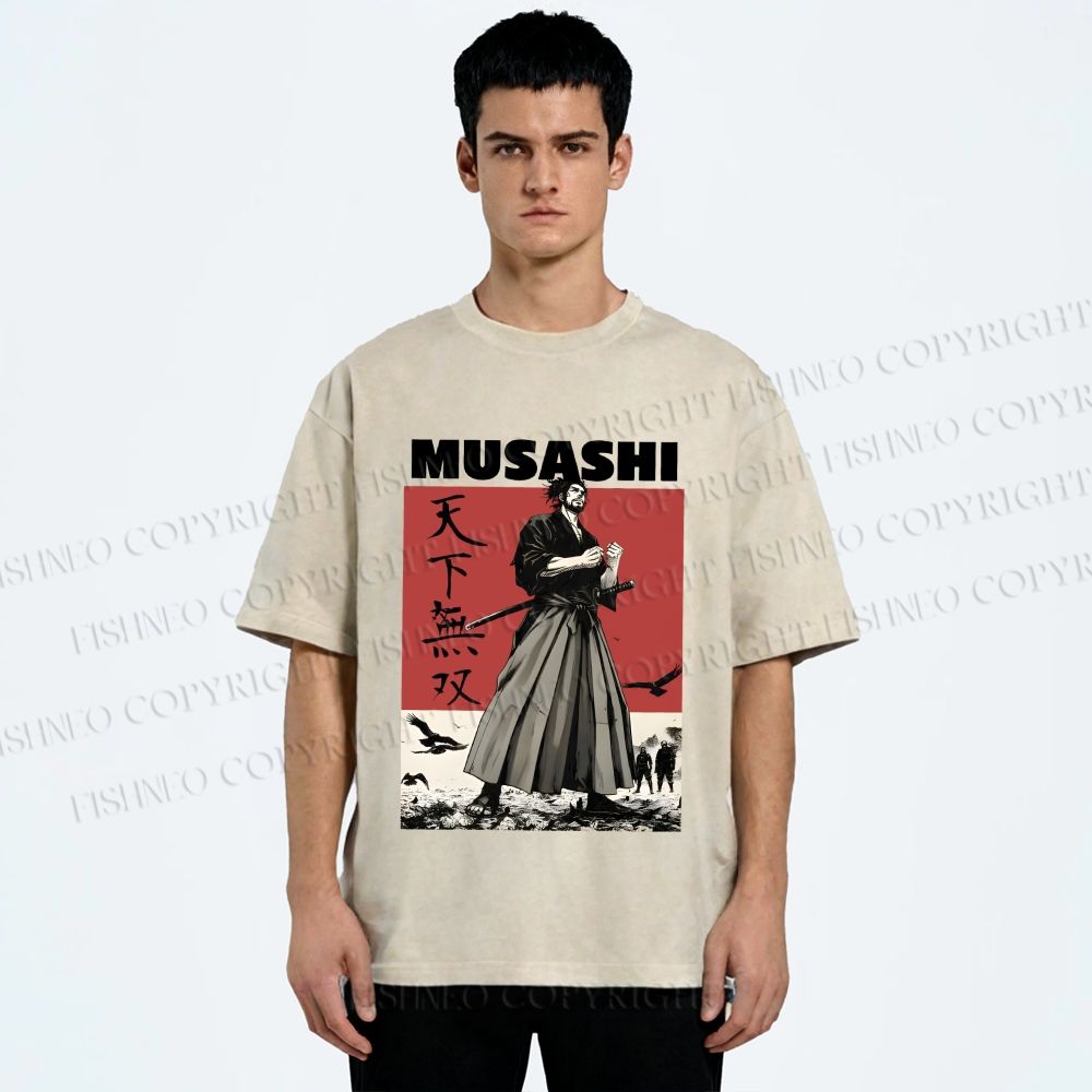 Unisex Vagabond Musashi Invincible Printed Washed Tee