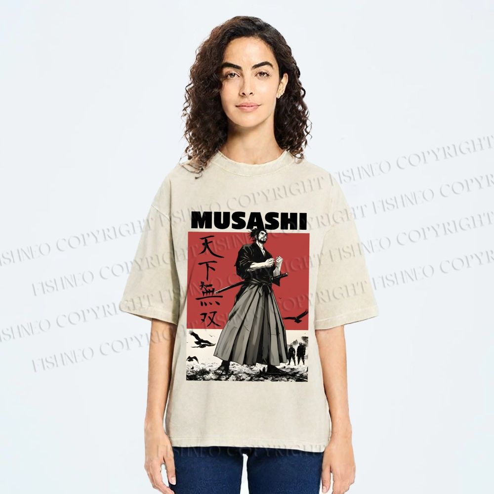 Unisex Vagabond Musashi Invincible Printed Washed Tee