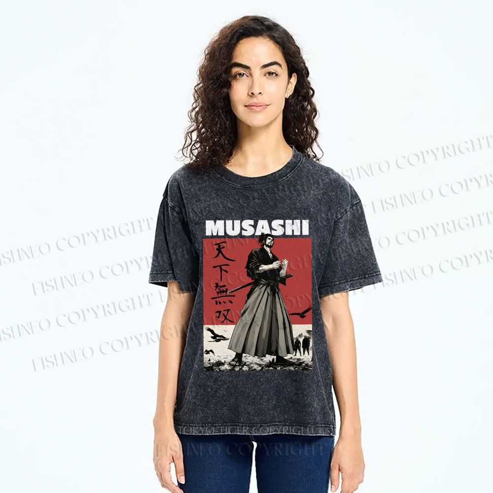 Unisex Vagabond Musashi Invincible Printed Washed Tee