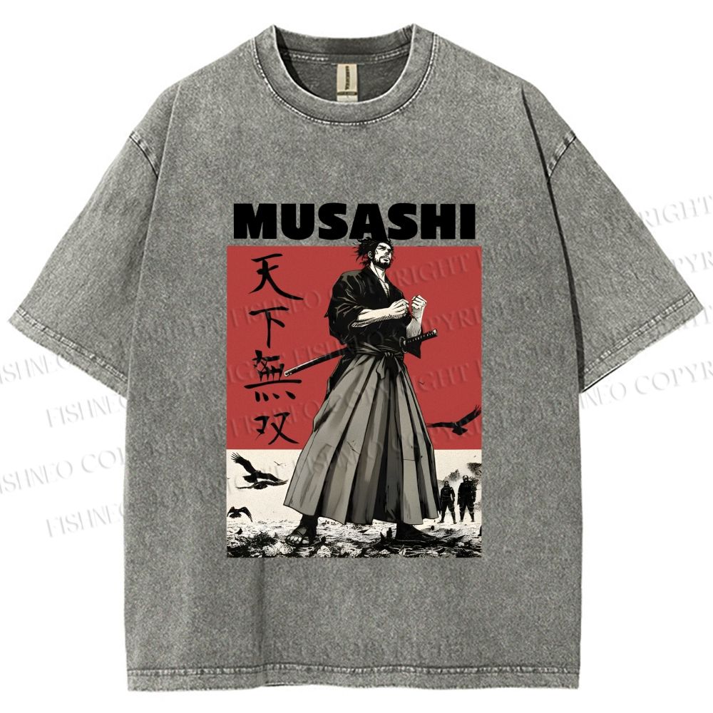 Unisex Vagabond Musashi Invincible Printed Washed Tee