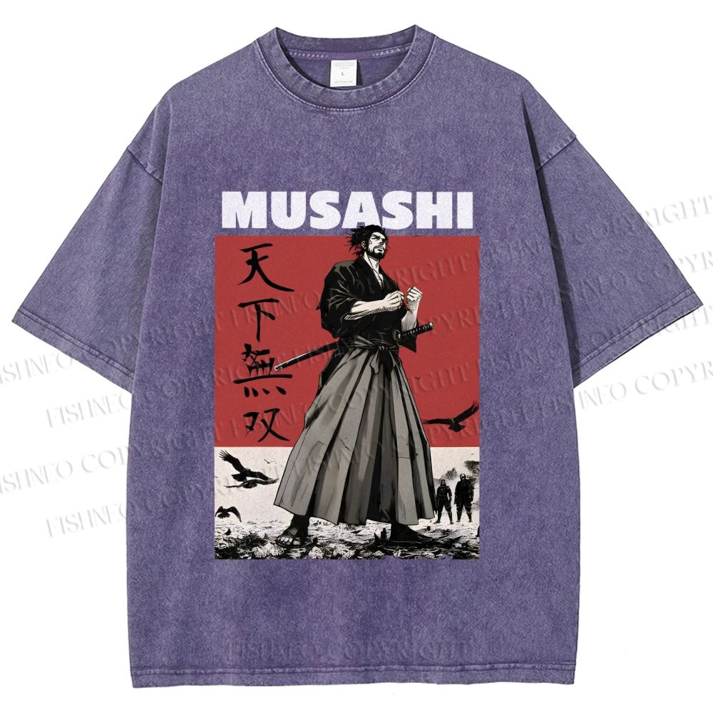 Unisex Vagabond Musashi Invincible Printed Washed Tee
