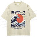 Unisex Hokkaido Great Wave Printed Washed Tee
