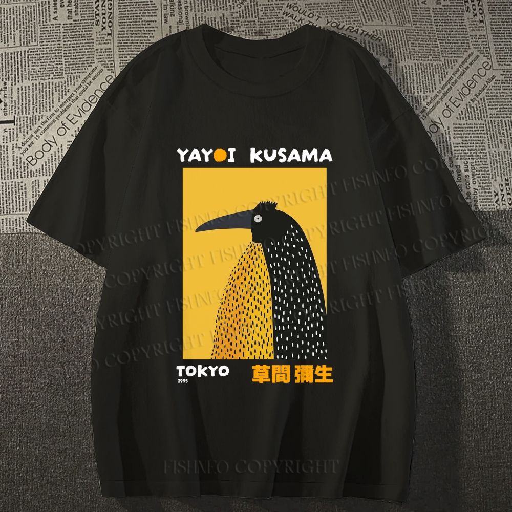Unisex Classic Cotton Half-Split Dot Bird Printed T-shirt