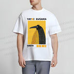 Unisex Classic Cotton Half-Split Dot Bird Printed T-shirt