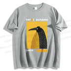 Unisex Classic Cotton Half-Split Dot Bird Printed T-shirt