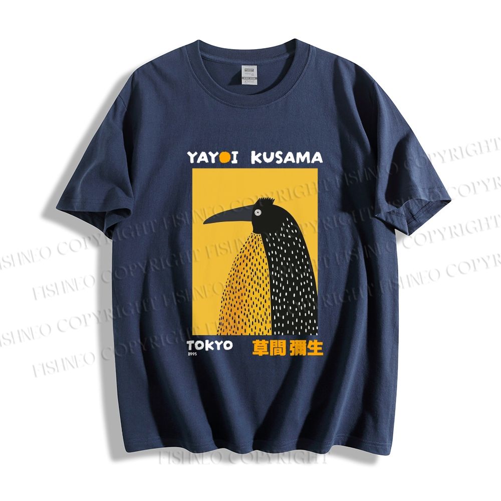 Unisex Classic Cotton Half-Split Dot Bird Printed T-shirt