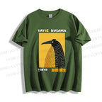 Unisex Classic Cotton Half-Split Dot Bird Printed T-shirt