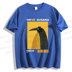 Unisex Classic Cotton Half-Split Dot Bird Printed T-shirt
