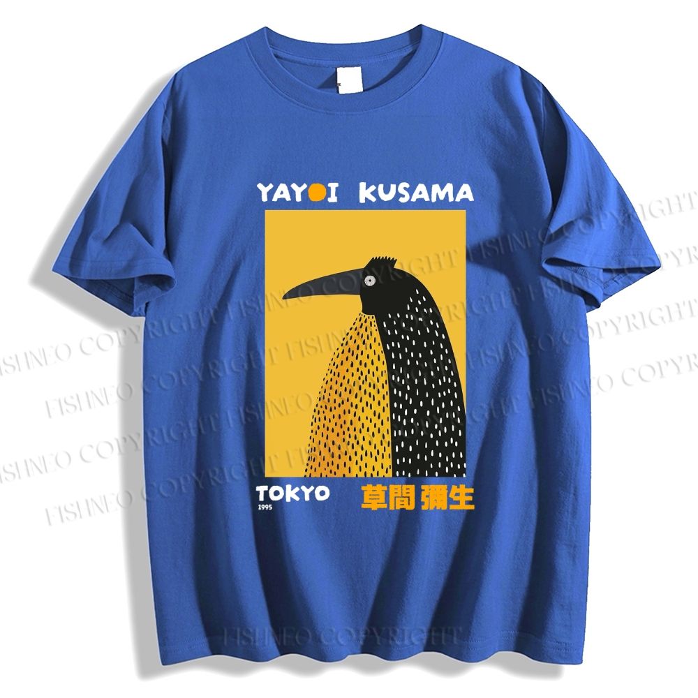 Unisex Classic Cotton Half-Split Dot Bird Printed T-shirt