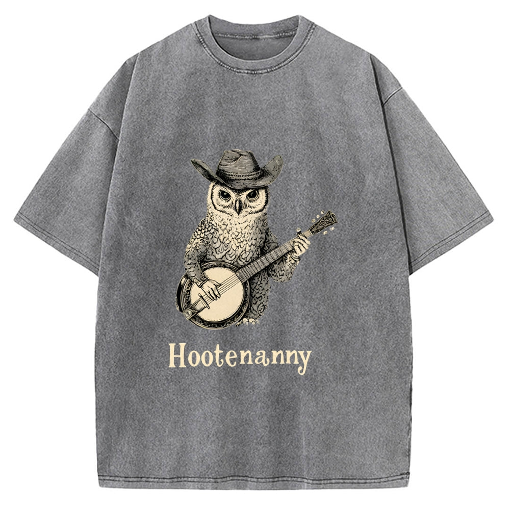 Unisex Hootenanny Vintage Printed Washed Tee