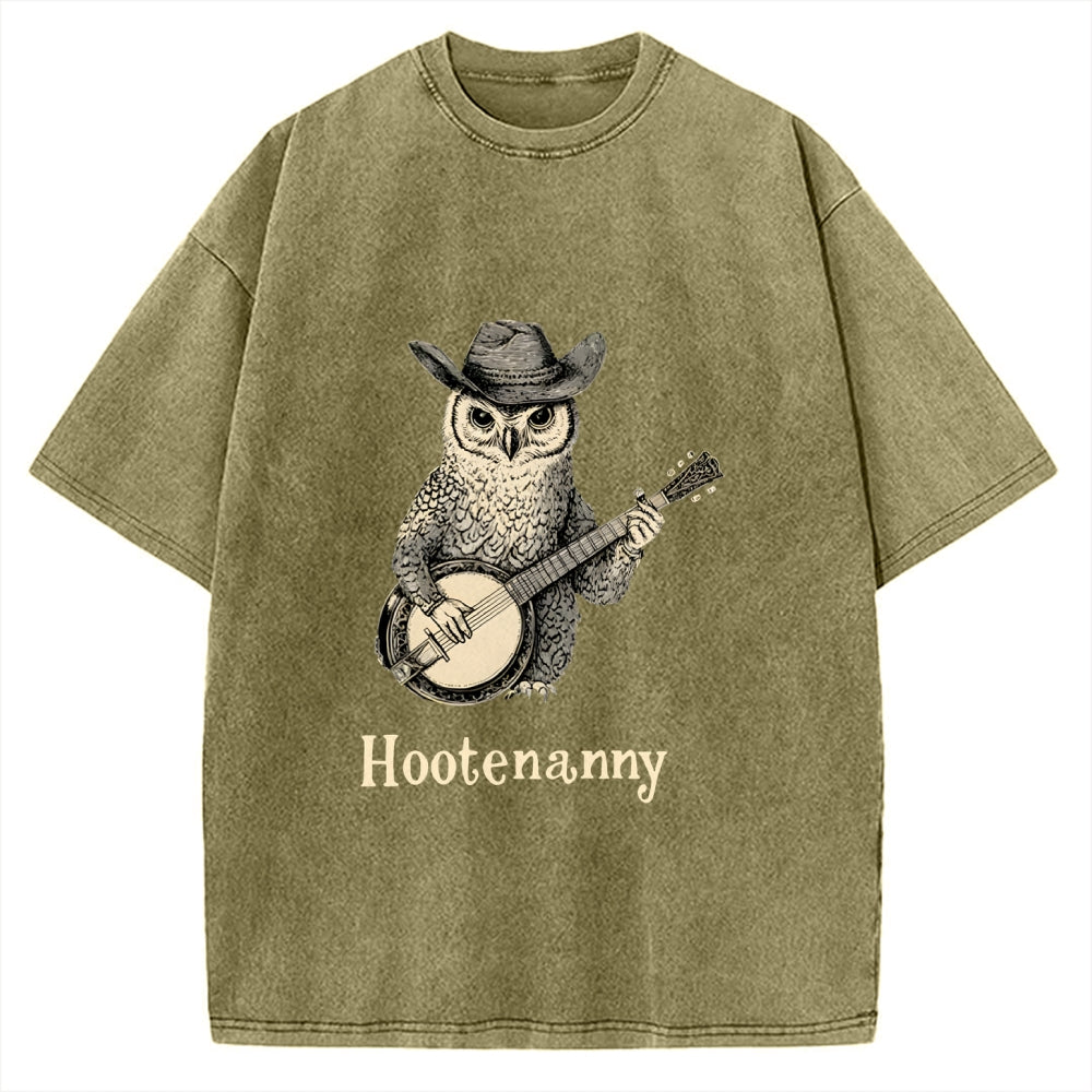 Unisex Hootenanny Vintage Printed Washed Tee