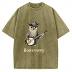Unisex Hootenanny Vintage Printed Washed Tee