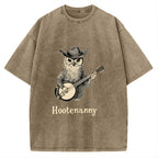 Unisex Hootenanny Vintage Printed Washed Tee