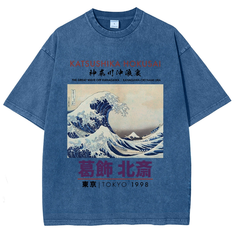 Katsushika Hokusai Japan Washed T-Shirt