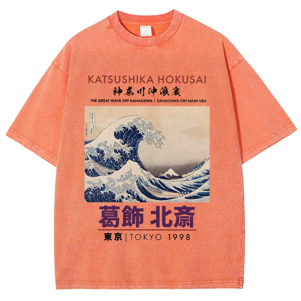 Katsushika Hokusai Japan Washed T-Shirt