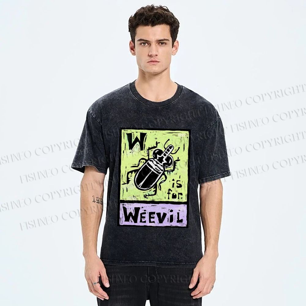 Unisex WEEVIL W is for Weevil Beetle  Printed Washed Tee