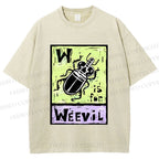 Unisex WEEVIL W is for Weevil Beetle  Printed Washed Tee