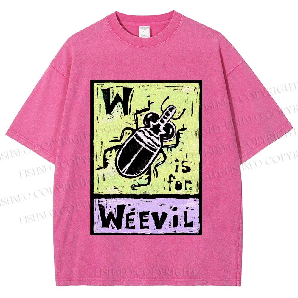 Unisex WEEVIL W is for Weevil Beetle  Printed Washed Tee