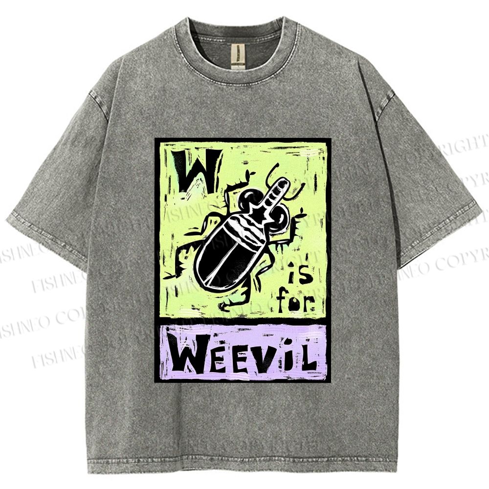 Unisex WEEVIL W is for Weevil Beetle  Printed Washed Tee