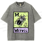 Unisex WEEVIL W is for Weevil Beetle  Printed Washed Tee