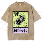 Unisex WEEVIL W is for Weevil Beetle  Printed Washed Tee
