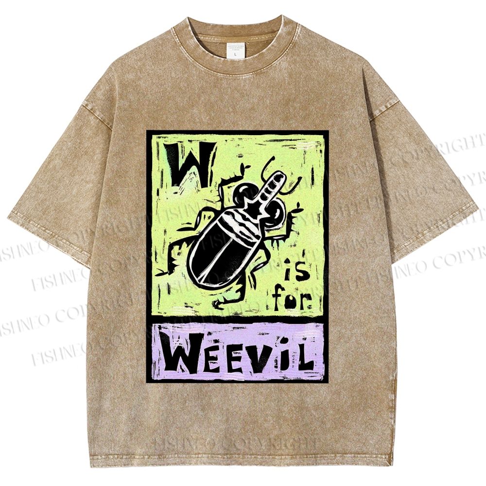 Unisex WEEVIL W is for Weevil Beetle  Printed Washed Tee