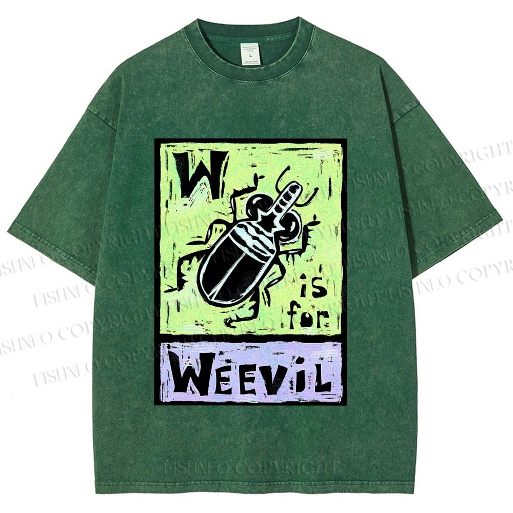 Unisex WEEVIL W is for Weevil Beetle  Printed Washed Tee
