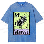 Unisex WEEVIL W is for Weevil Beetle  Printed Washed Tee