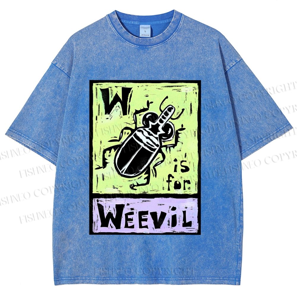 Unisex WEEVIL W is for Weevil Beetle  Printed Washed Tee
