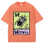 Unisex WEEVIL W is for Weevil Beetle  Printed Washed Tee