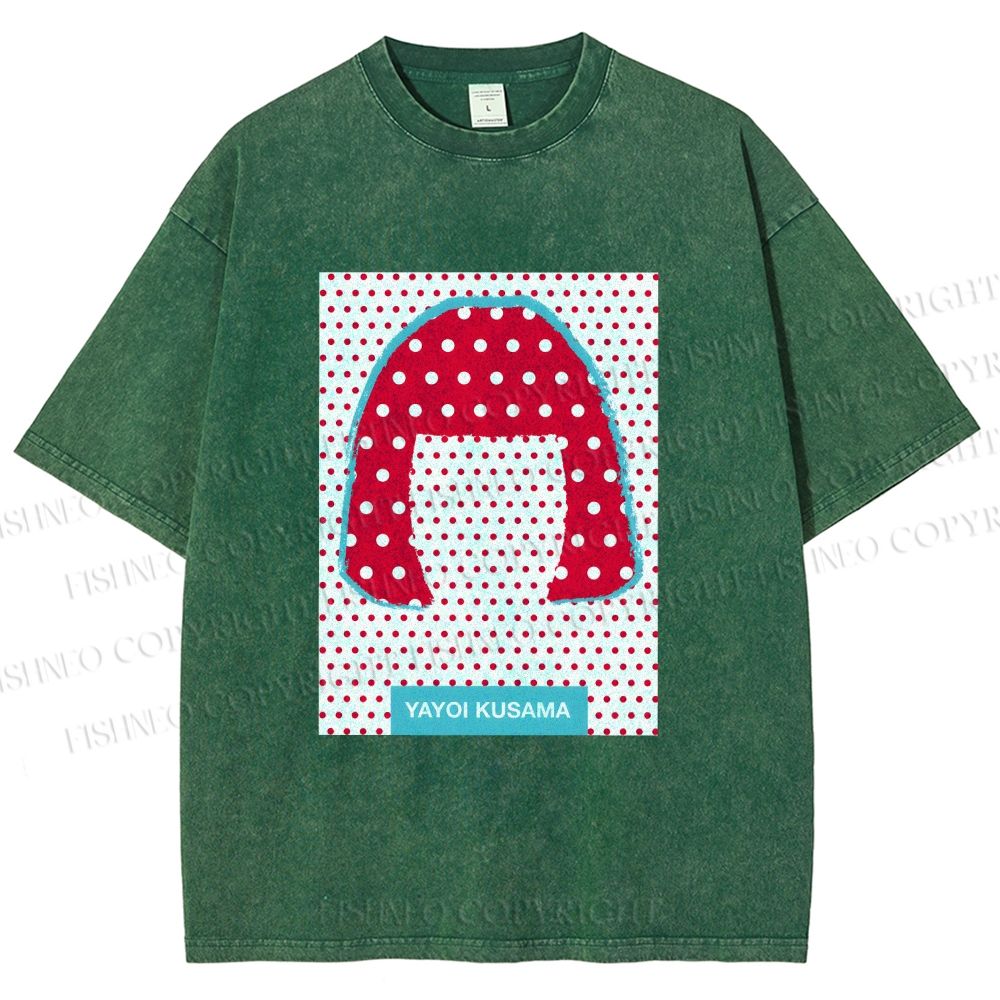 Unisex Yayoi Kusama Polka Dot Portrait Printed Washed Tee