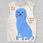 Unisex Old Dog Printed Tank Top